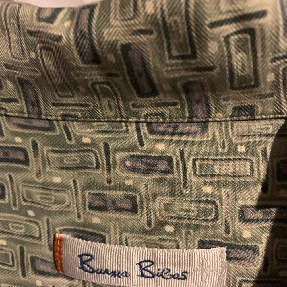 Bumi Bees Men's Geometric Pattern Dress Shirt - Green